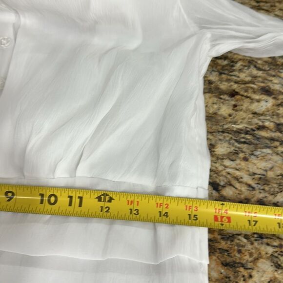 Anewsta White Long Sleeve Pleats Hip Band Mini Dress Size M - Picture 9 of 10